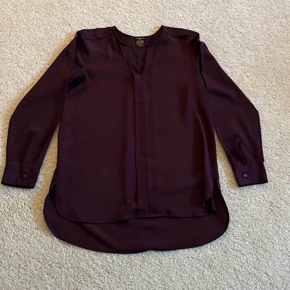 Ann Taylor Plum Long-Sleeve Blouse